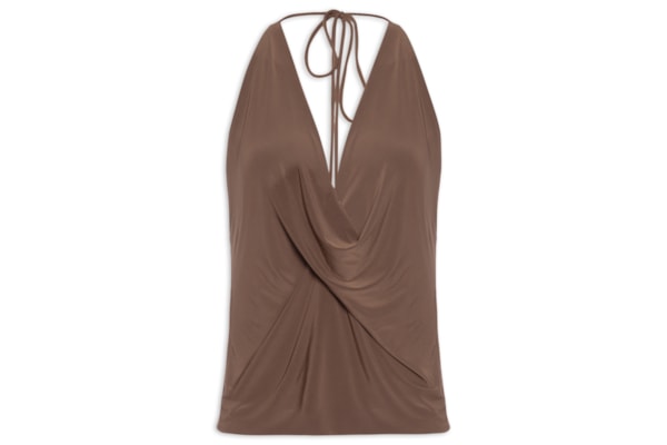 Blusa Feminina Alça Degagê Jersey - Marrom