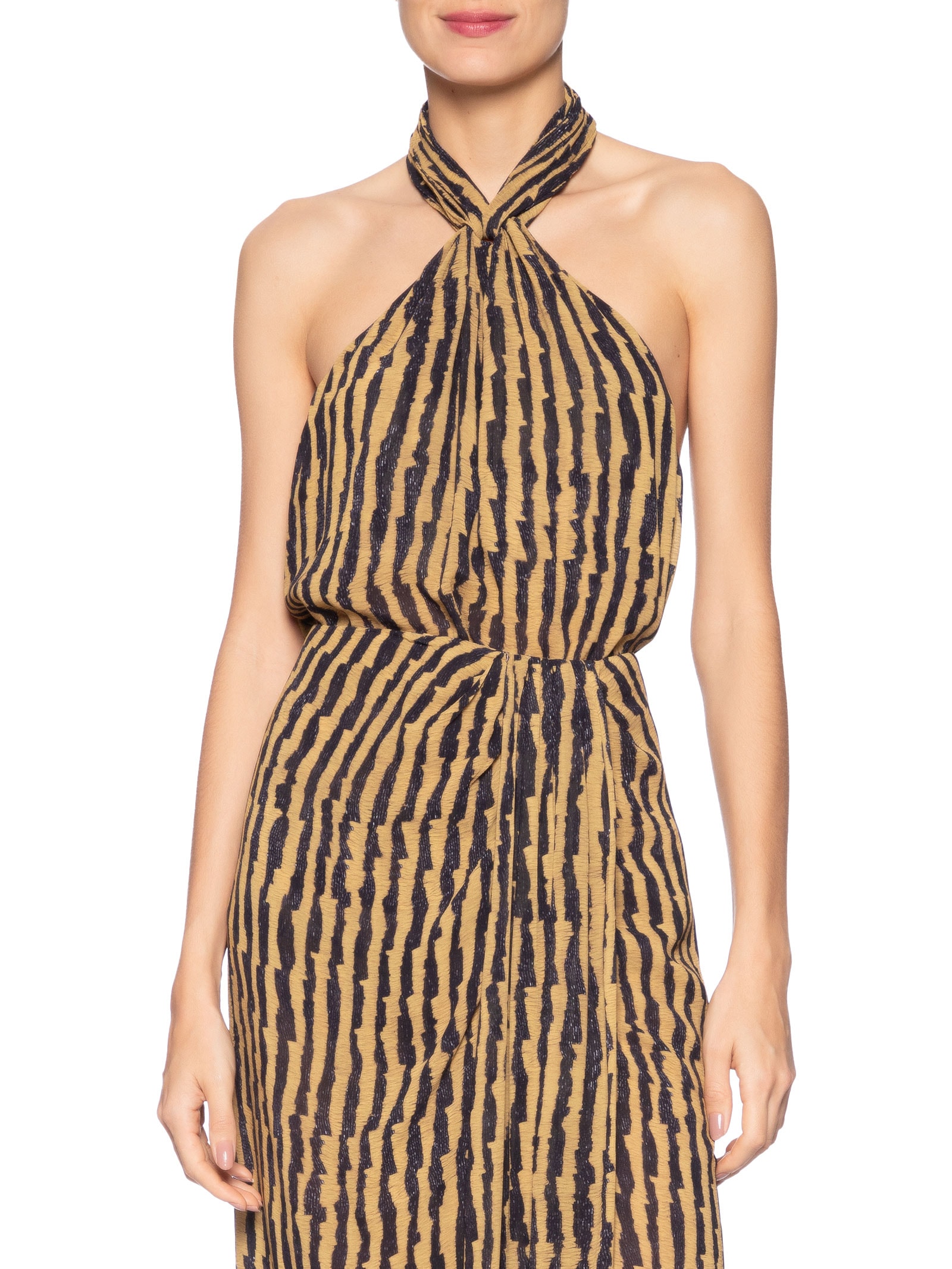 Blusa Feminina Alça Entrelaçada Listra Rádia Marrom Animale