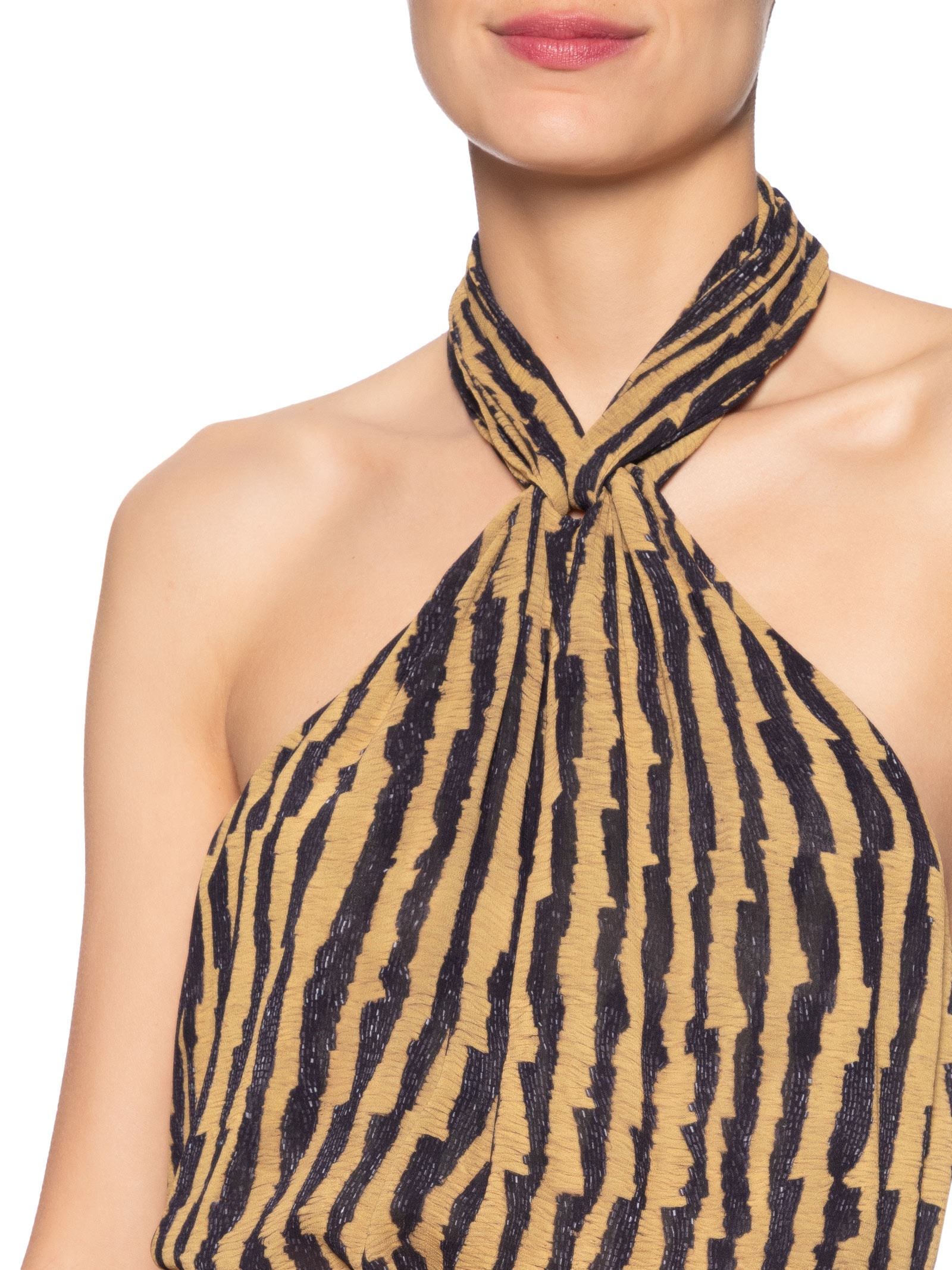 Blusa Feminina Alça Entrelaçada Listra Rádia Marrom Animale