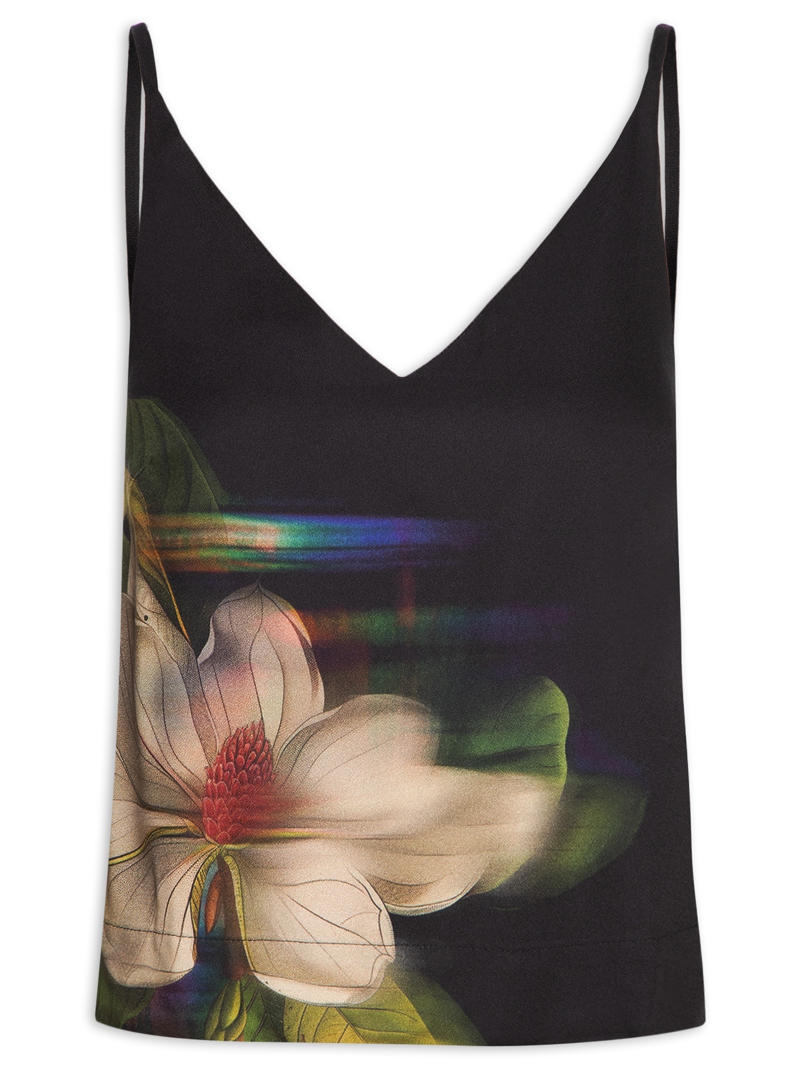 Blusa Feminina Alça Estampada Lilly Preto Cantão