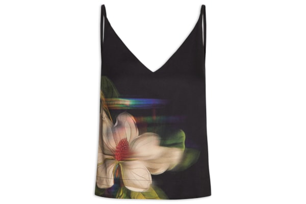 Blusa Feminina Alça Estampada Lilly - Preto