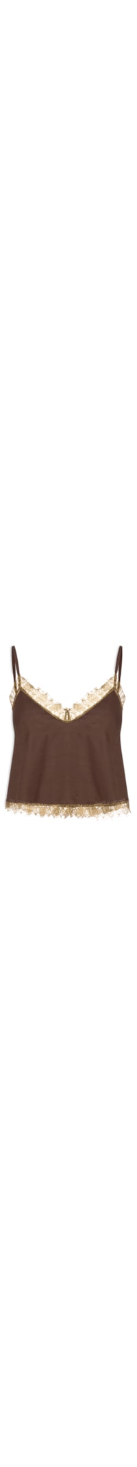 Blusa Feminina Alça Fina Detalhe Renda - Marrom