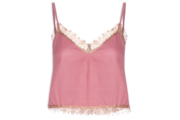 Blusa Feminina Alça Fina Detalhe Renda - Rosa