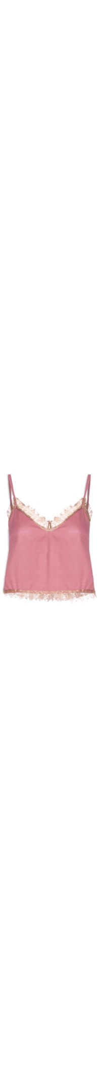 Blusa Feminina Alça Fina Detalhe Renda - Rosa