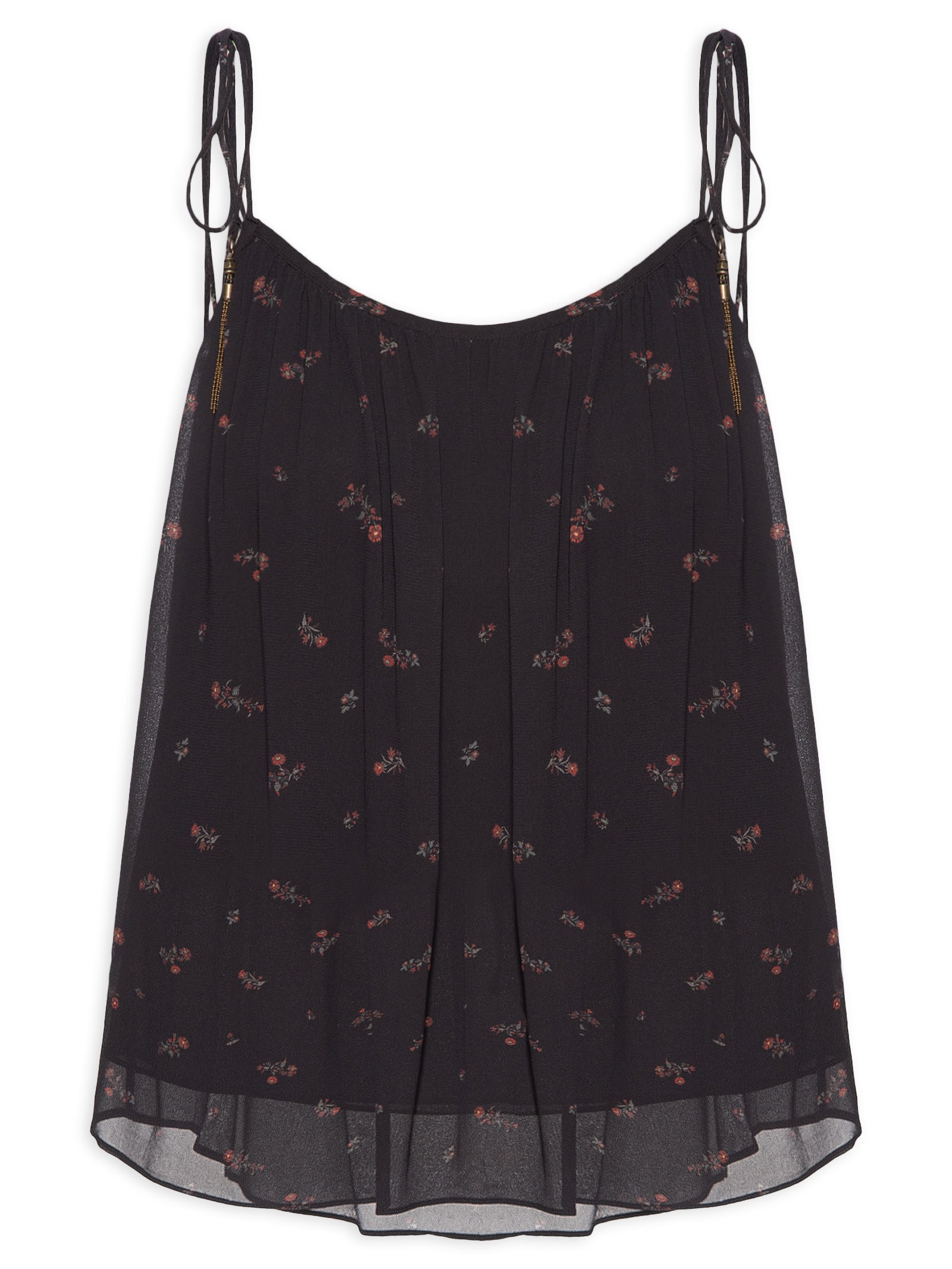 Blusa Feminina Alça GGT Estampa Lily Preto Maria Filó