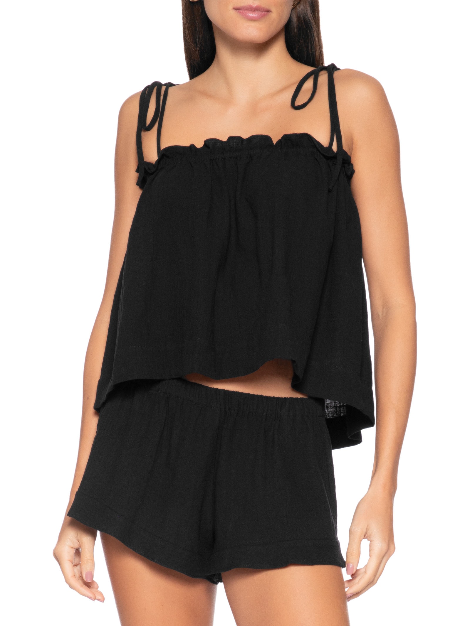Blusa Feminina Alça IPA Preto Panô