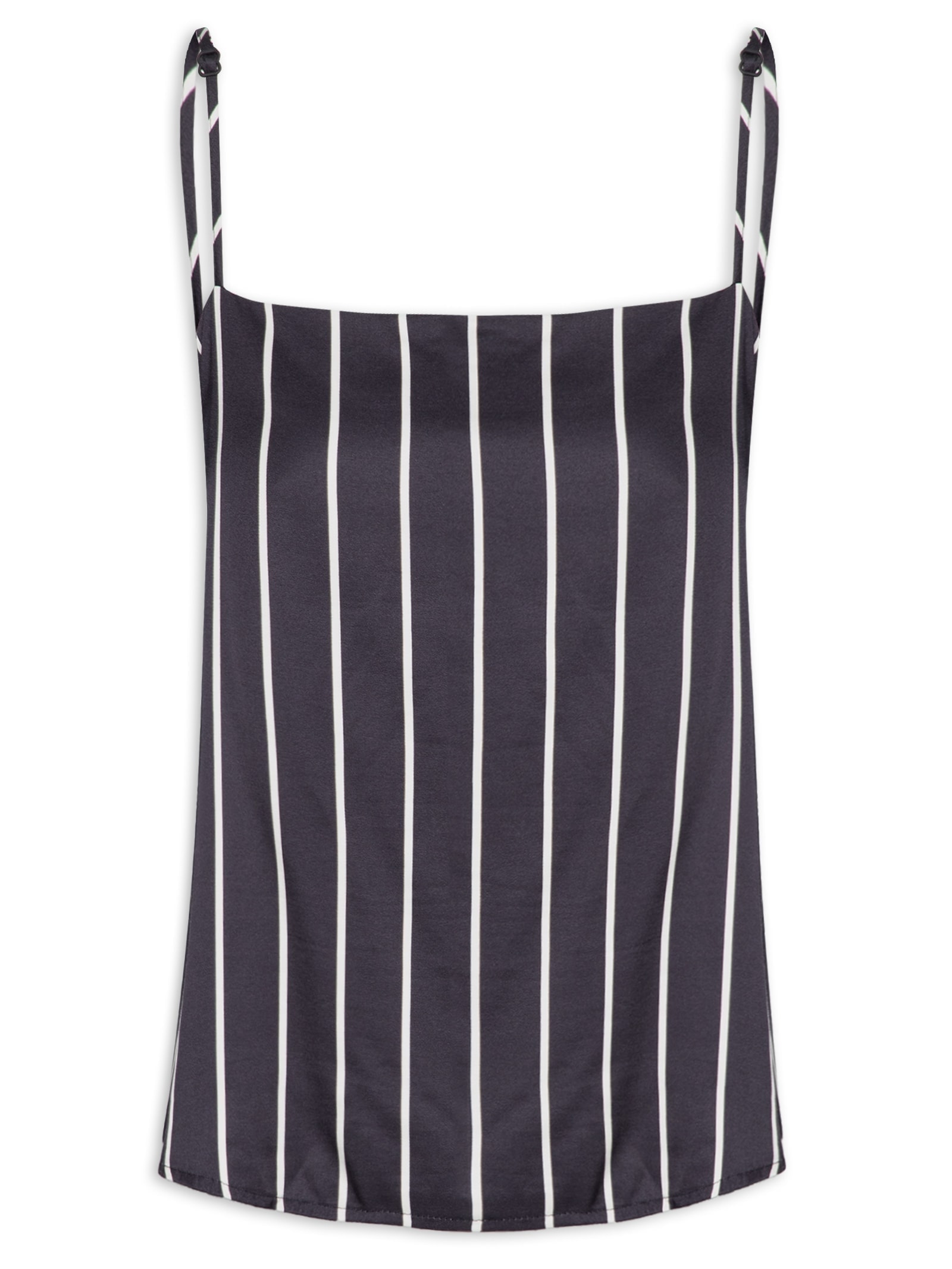 Blusa Feminina Alça Listrada Preto Colcci