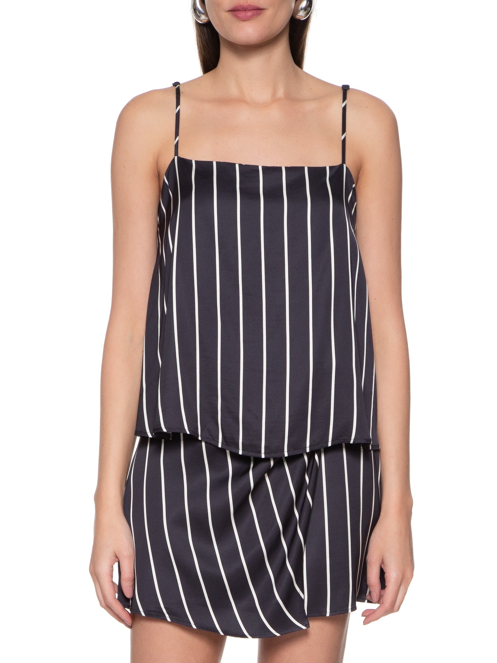 Blusa Feminina Alça Listrada Preto Colcci