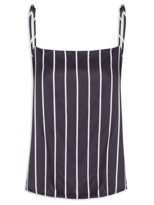 Blusa Feminina Alça Listrada - Preto