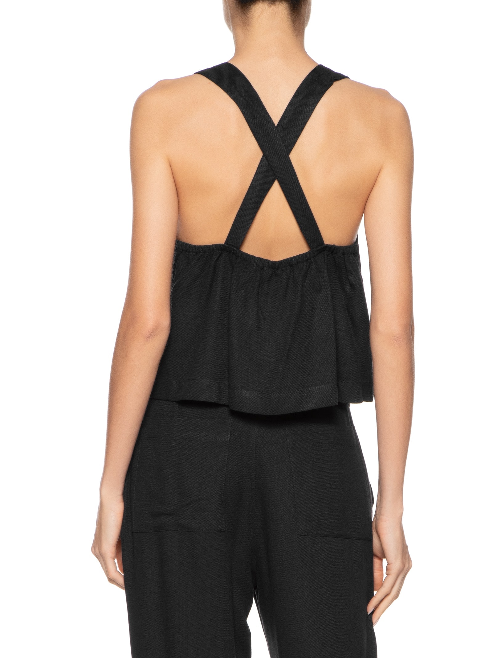 Blusa Feminina Alças Costas Cruzadas Preto Dress To