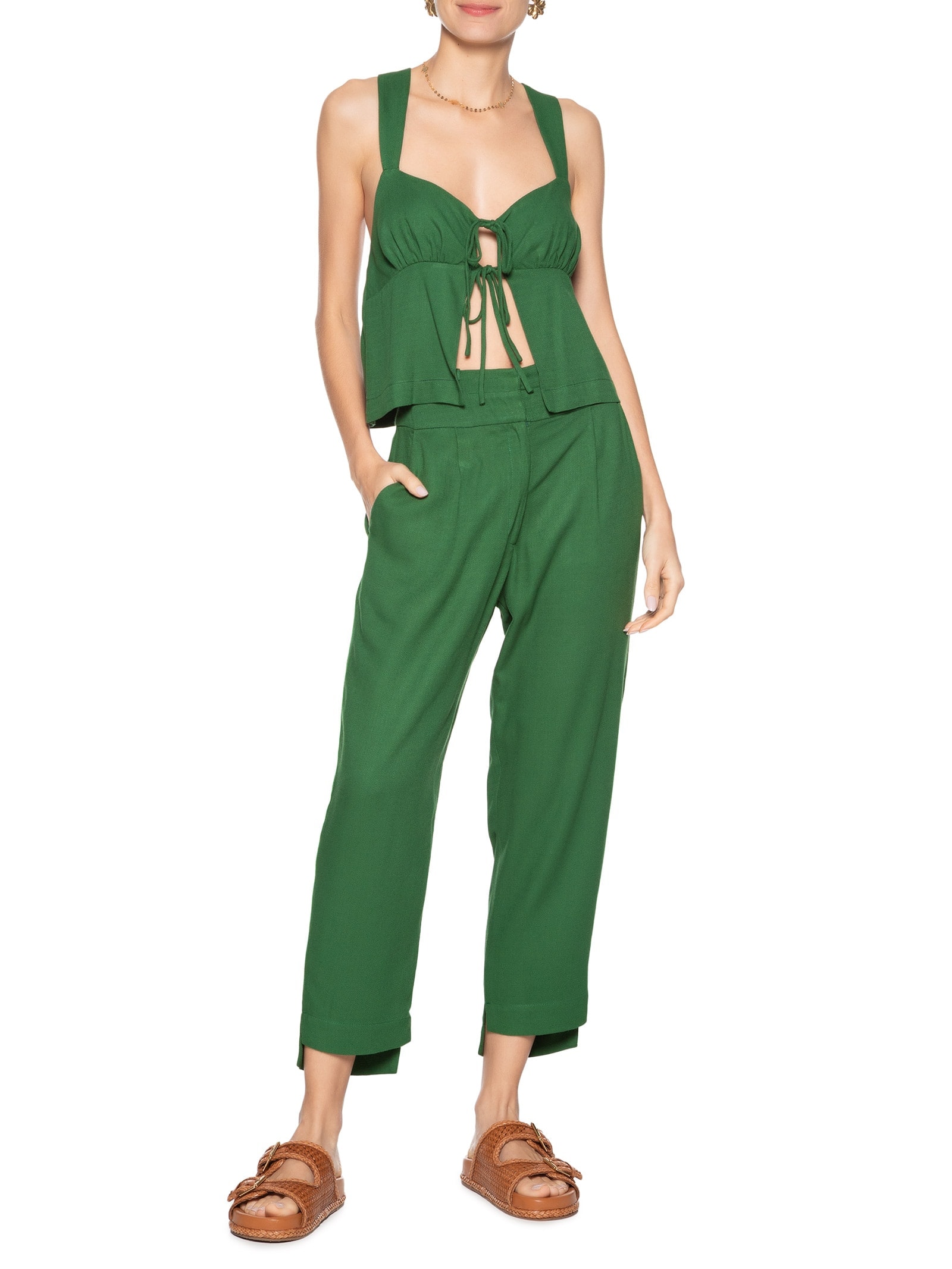 Blusa Feminina Alças Costas Cruzadas Verde Dress To