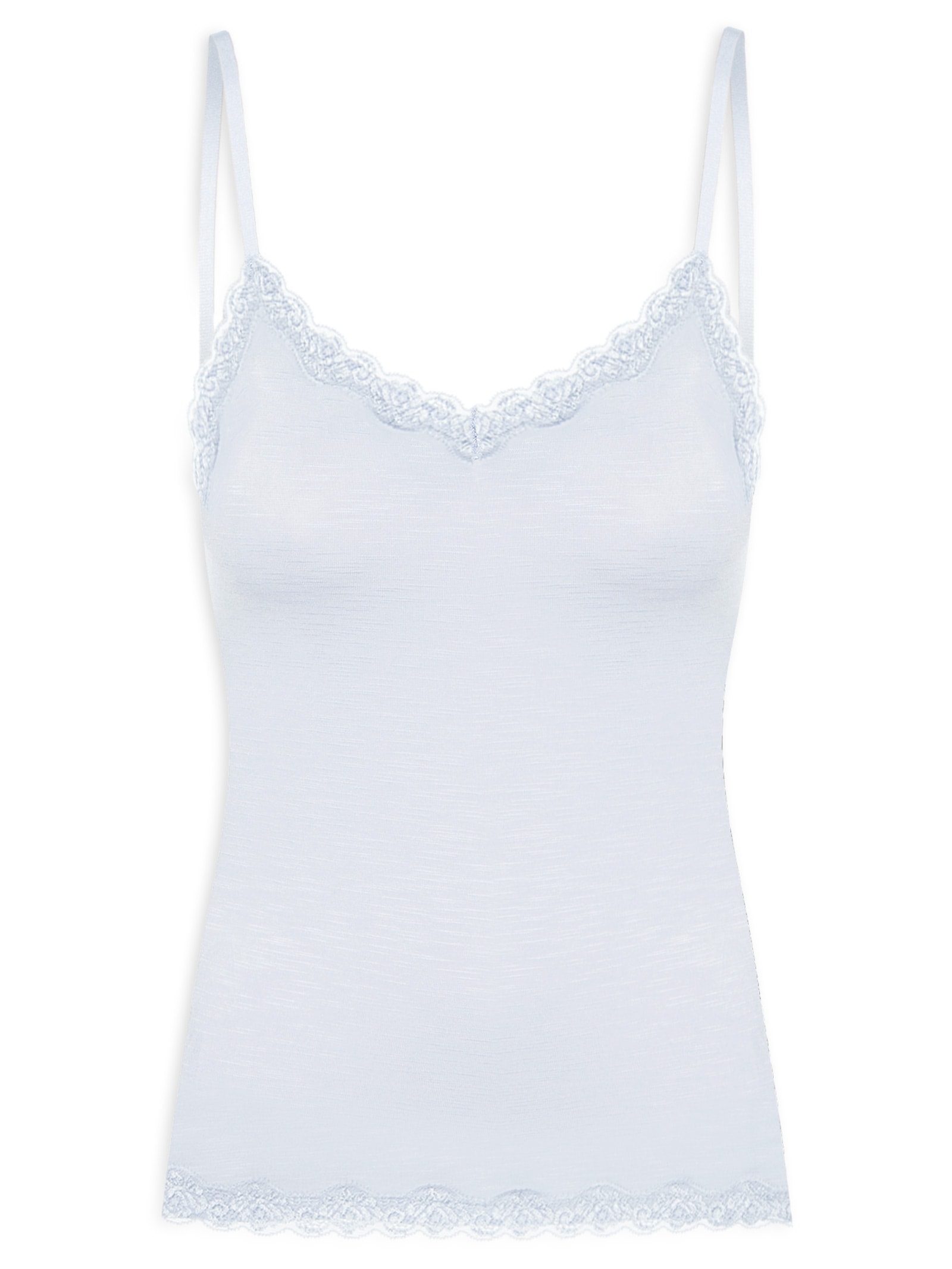 Blusa Feminina Alças Finas Em Modal E Detalhe Em Renda Lilás Hope