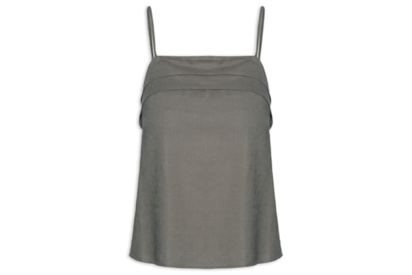 Blusa Feminina Alcinha Detalhe Decote - Marrom