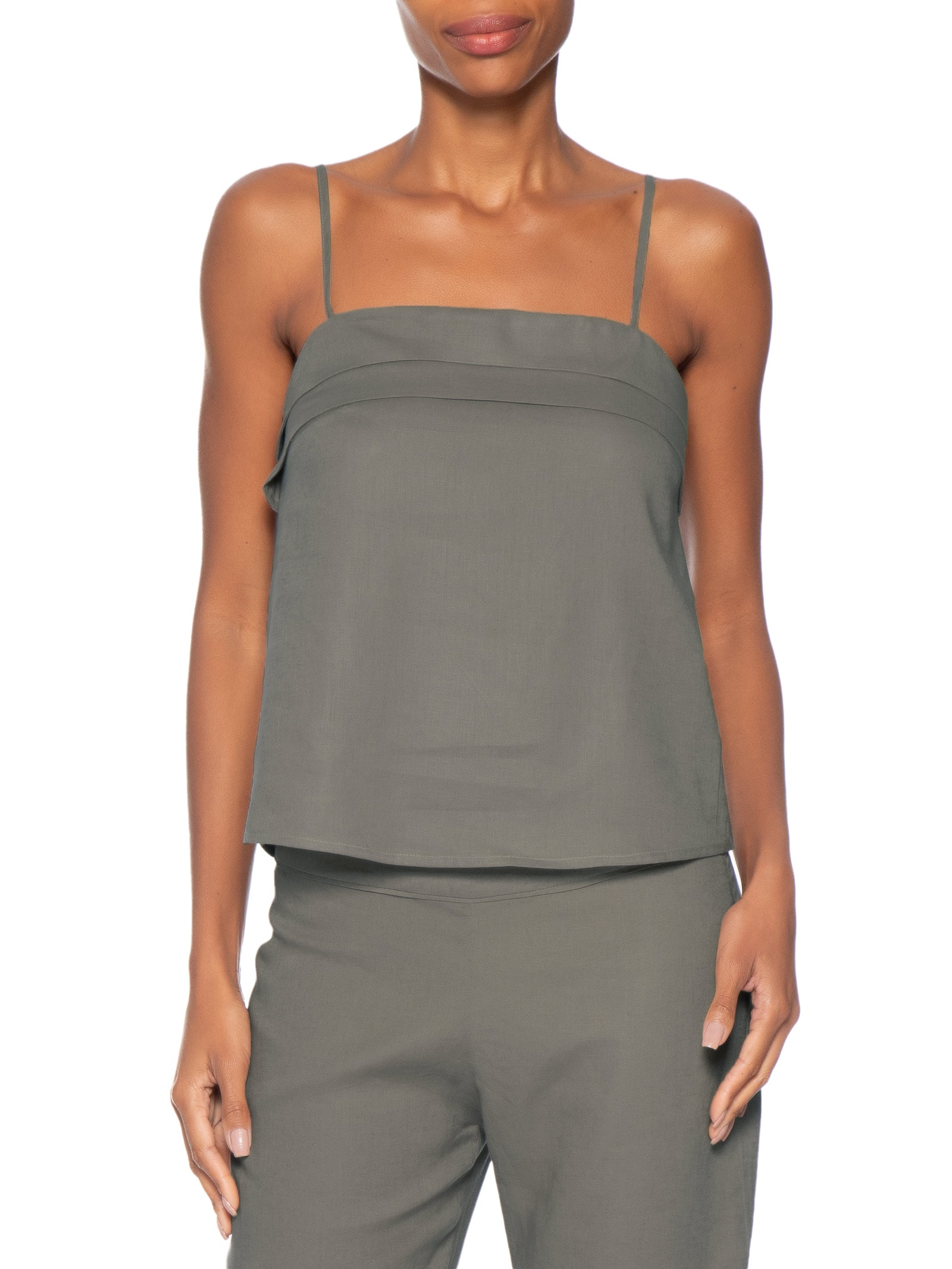 Blusa Feminina Alcinha Detalhe Decote Marrom Maria Filó