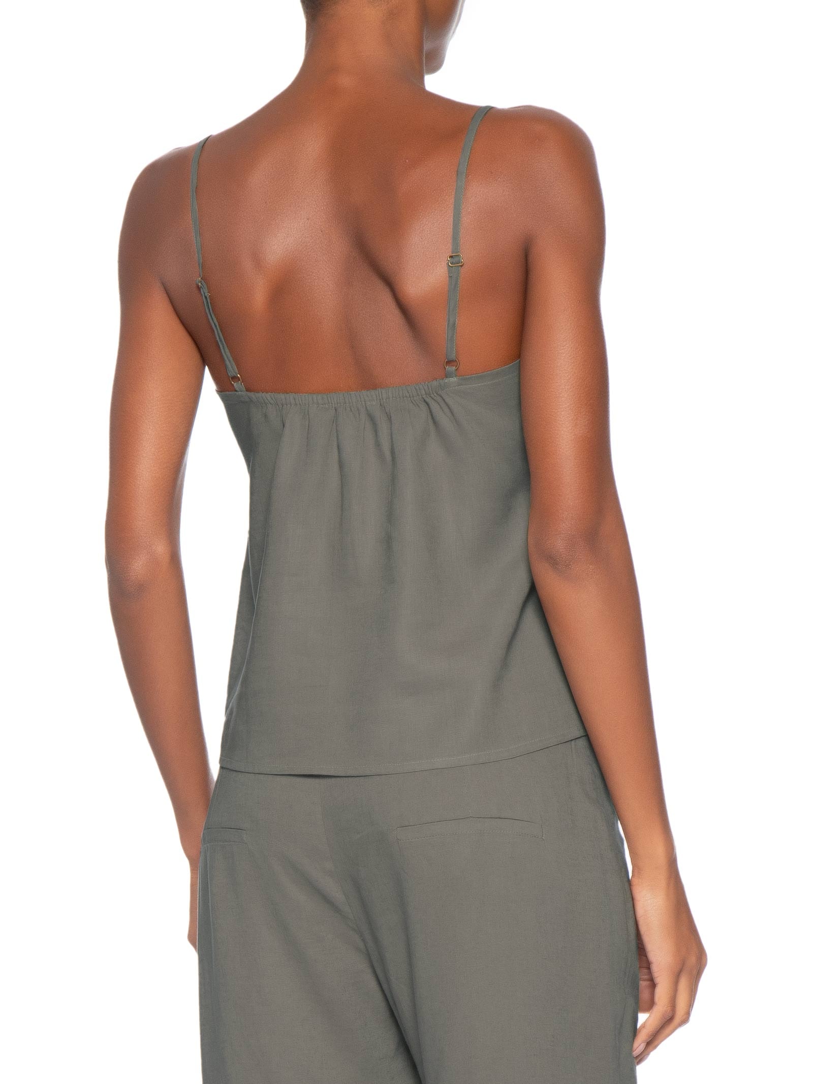 Blusa Feminina Alcinha Detalhe Decote Marrom Maria Filó