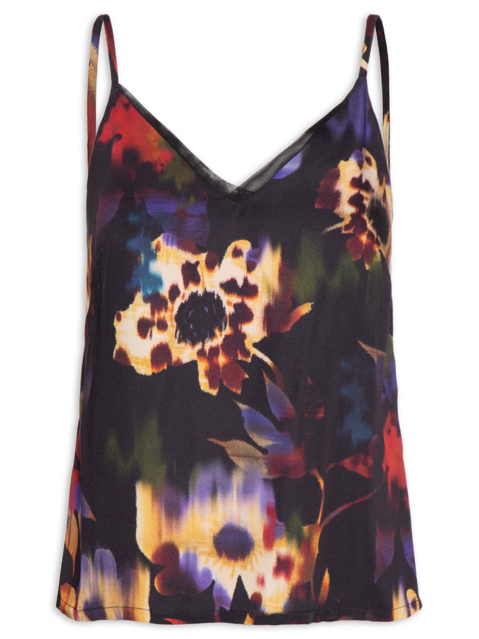 Blusa Feminina Alcinha Est Floral Glitch Preto Cantão