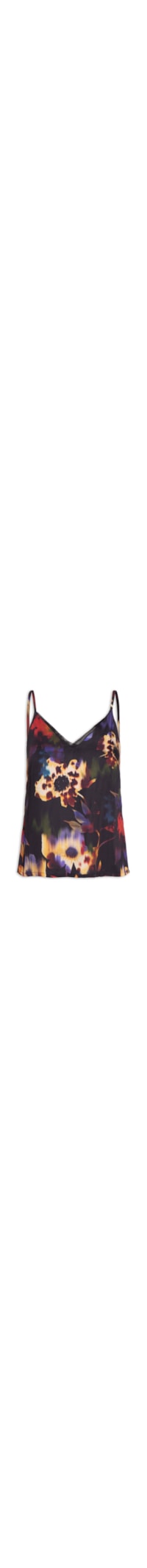 Blusa Feminina Alcinha Est Floral Glitch - Preto