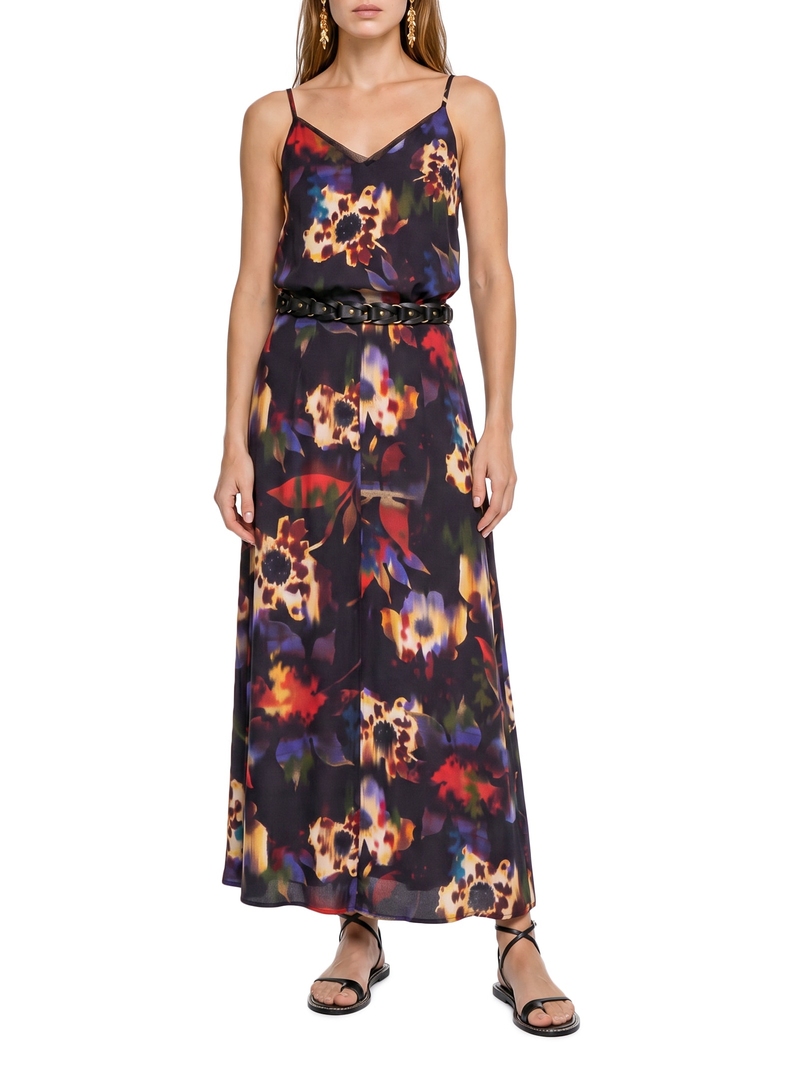 Blusa Feminina Alcinha Est Floral Glitch Preto Cantão