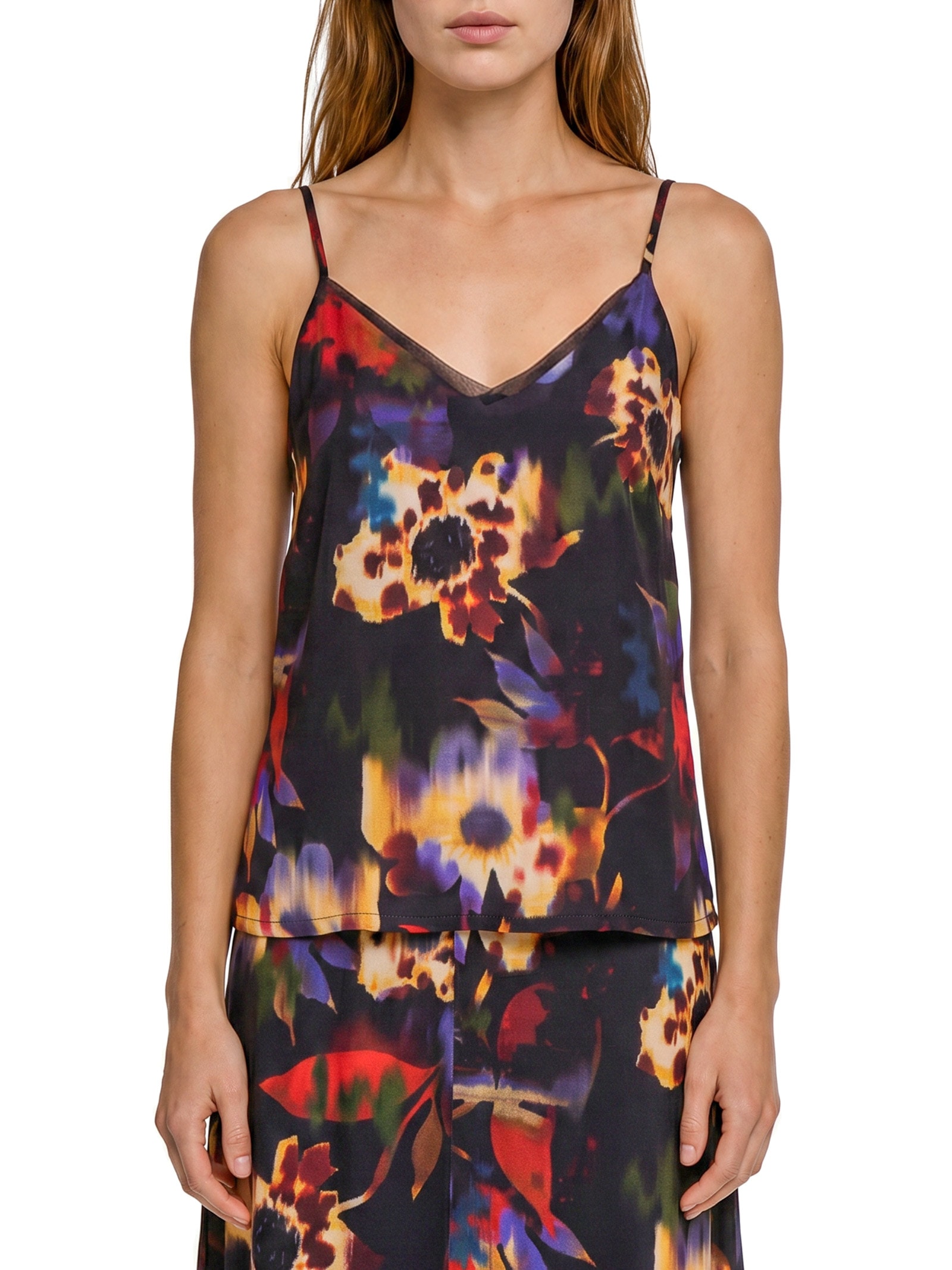 Blusa Feminina Alcinha Est Floral Glitch Preto Cantão