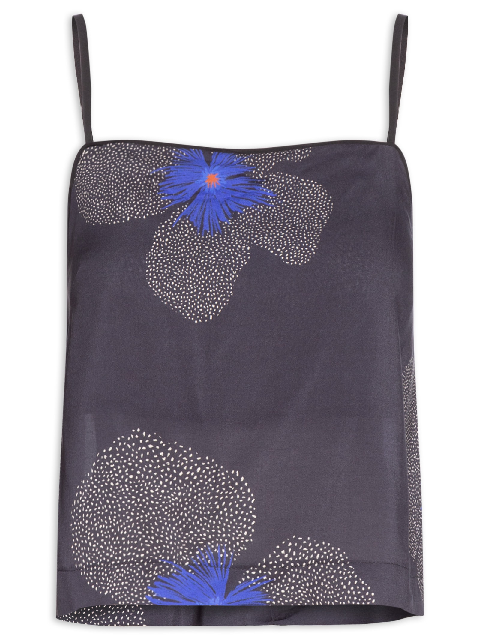 Blusa Feminina Alcinha Estampa Floral Yaya Preto Cantão