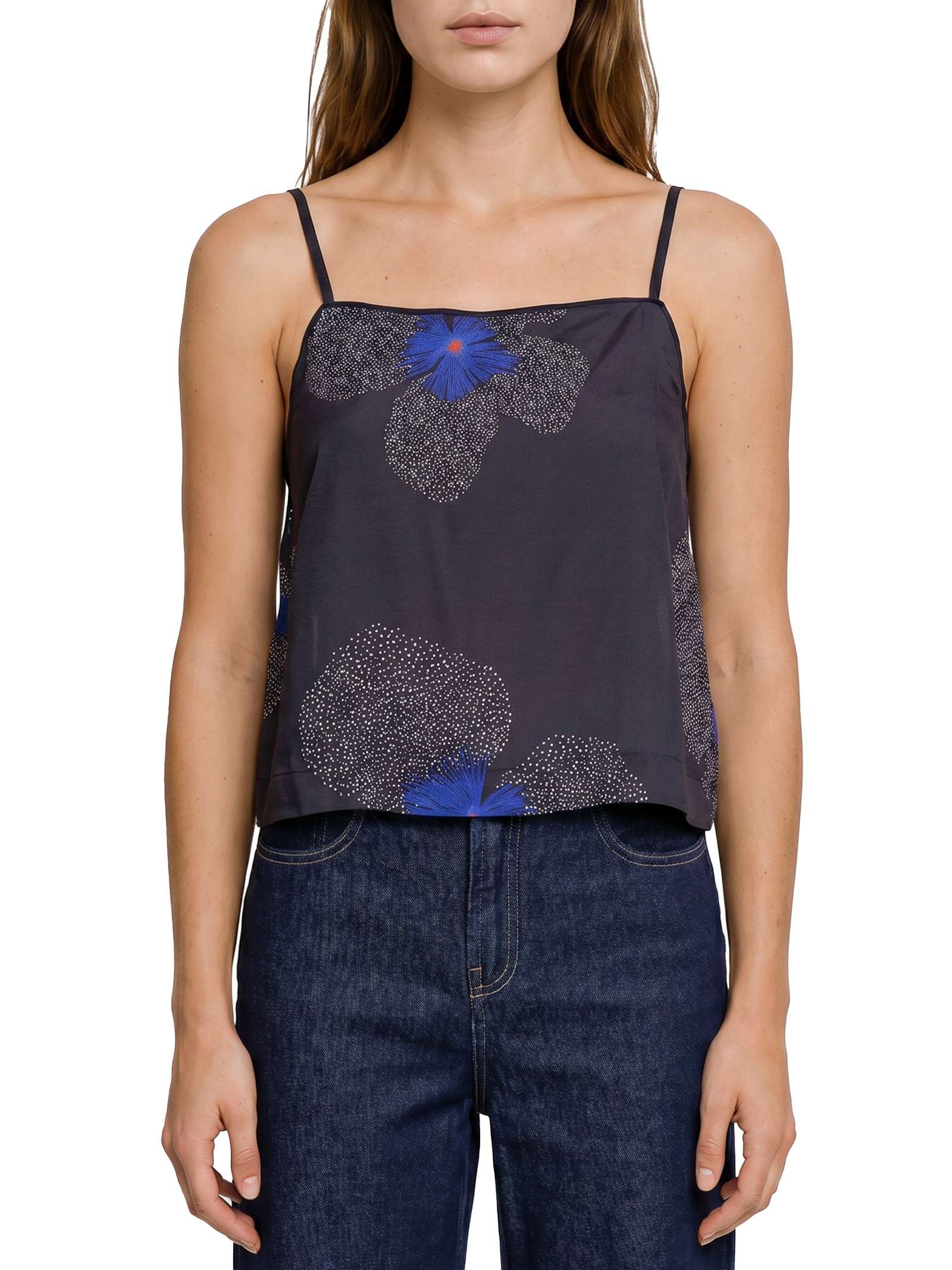 Blusa Feminina Alcinha Estampa Floral Yaya Preto Cantão