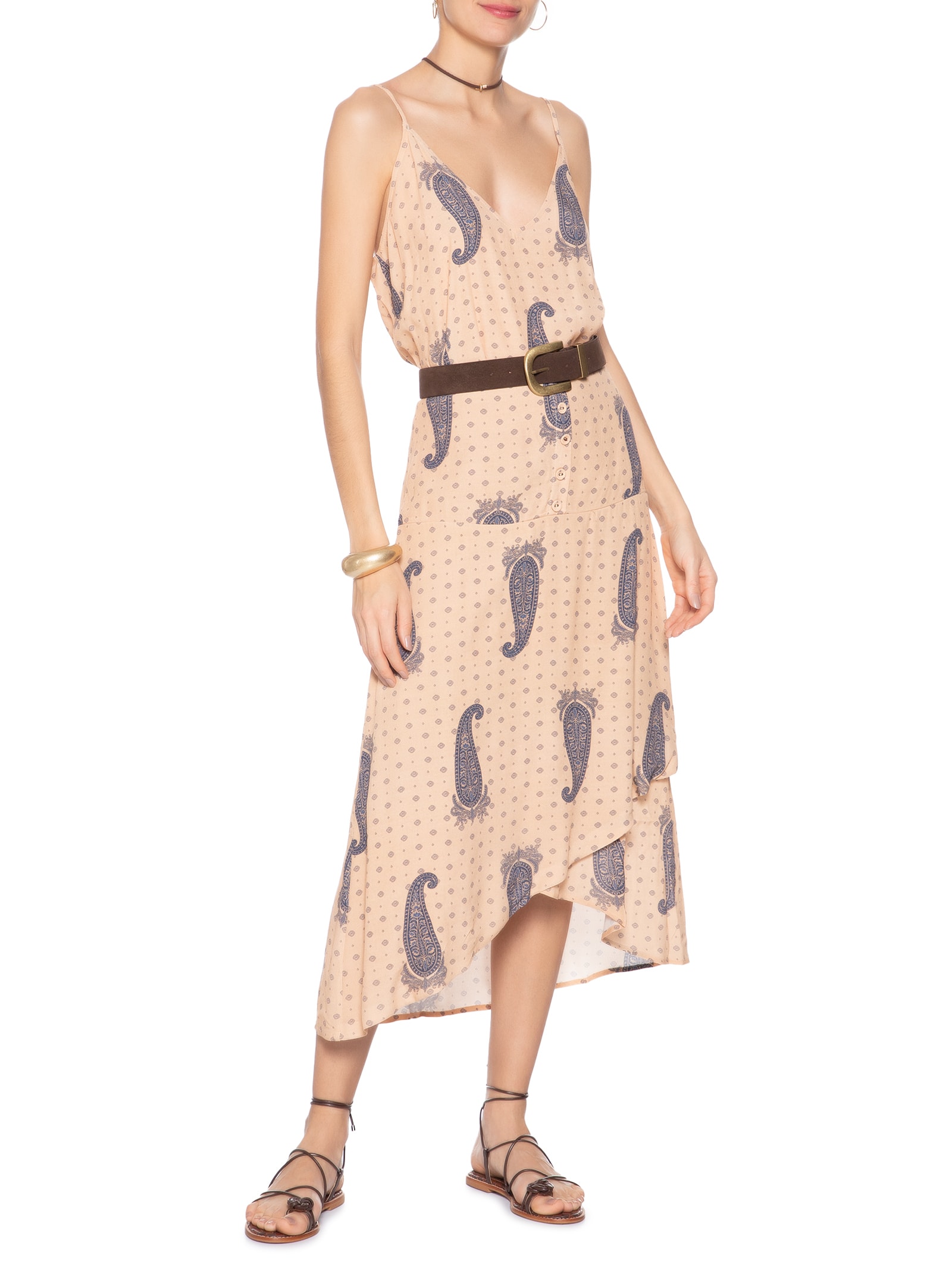 Blusa Feminina Alcinha Gold Blue Bege Maria Filó