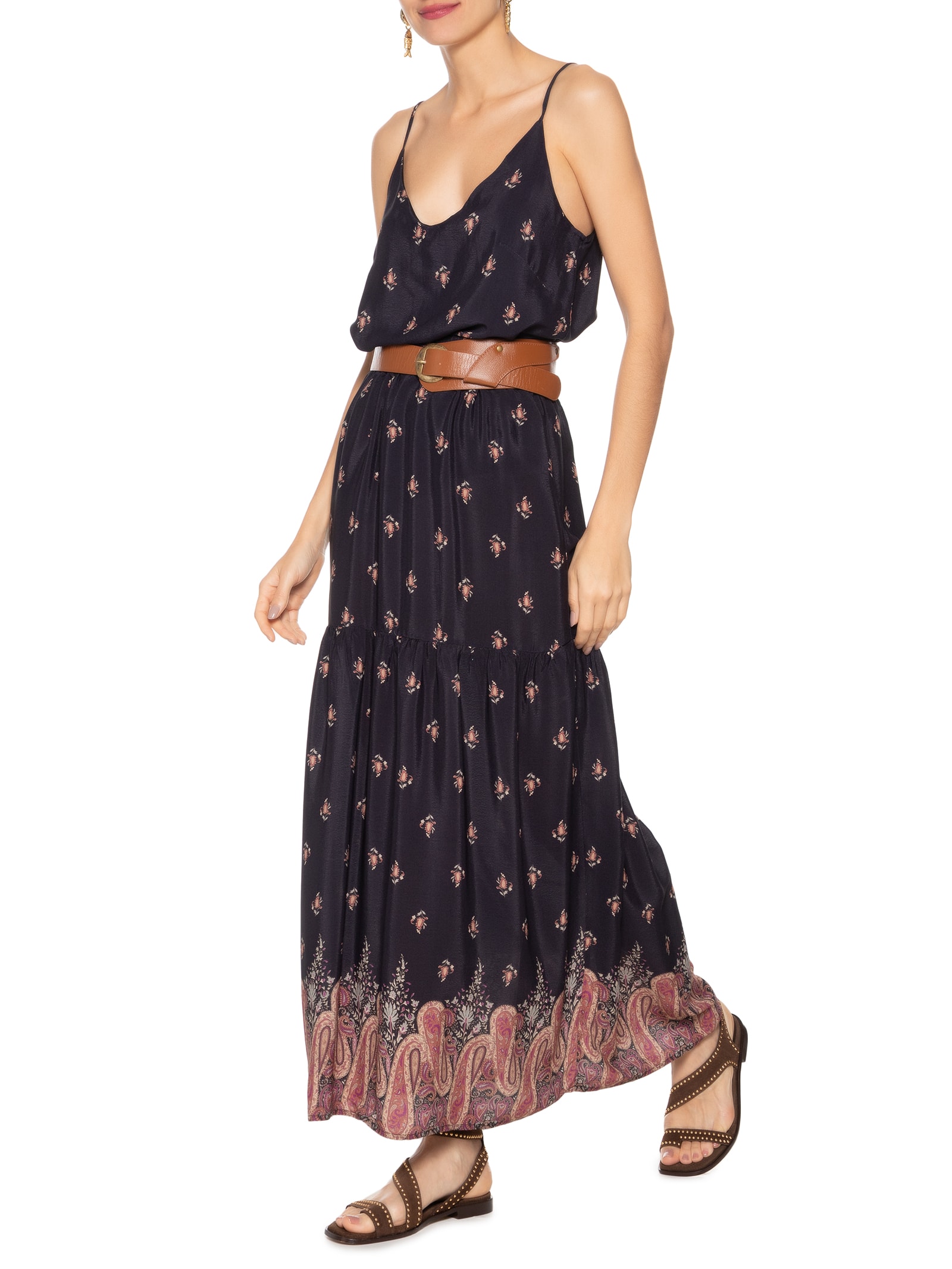 Blusa Feminina Alcinha Pontas Estampa Mian Preto Maria Filó