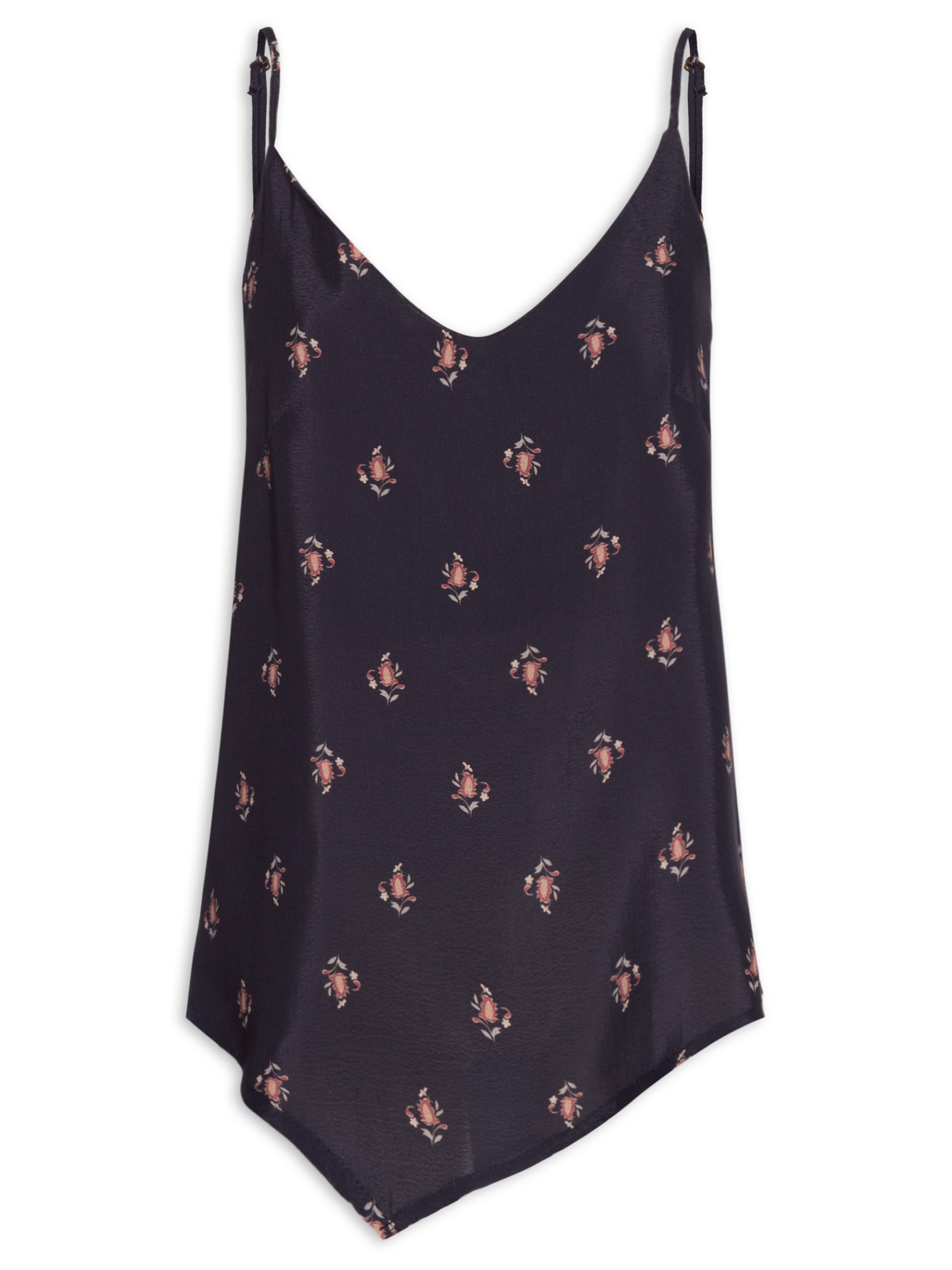 Blusa Feminina Alcinha Pontas Estampa Mian Preto Maria Filó