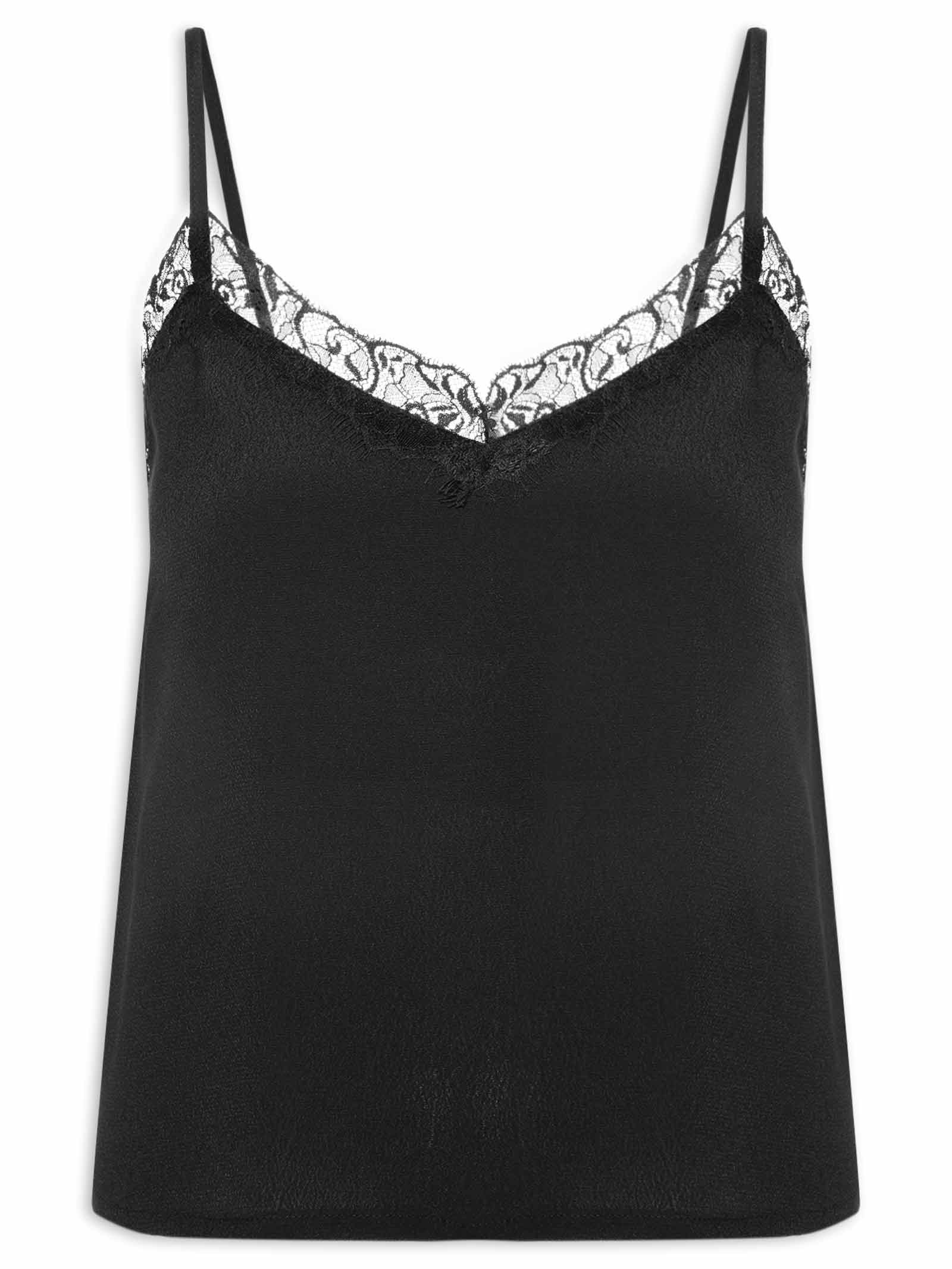 Blusa Feminina Alcinha Viscose Textura – Preto Cantão
