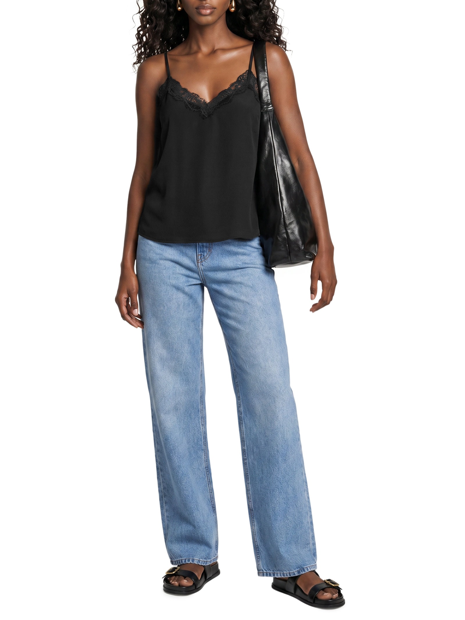 Blusa Feminina Alcinha Viscose Textura – Preto Cantão
