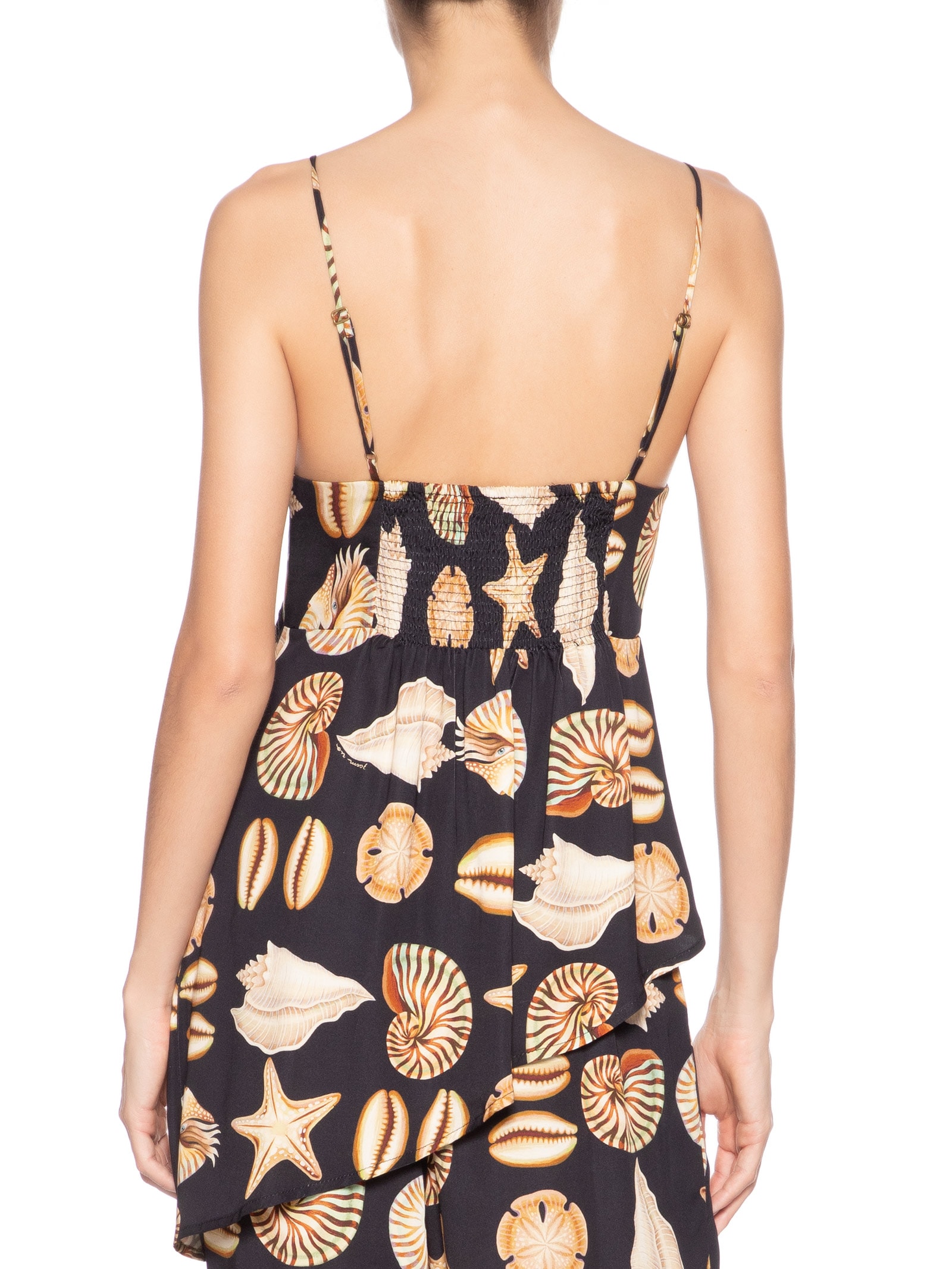 Blusa Feminina Alcinhas Conchas Preto Farm