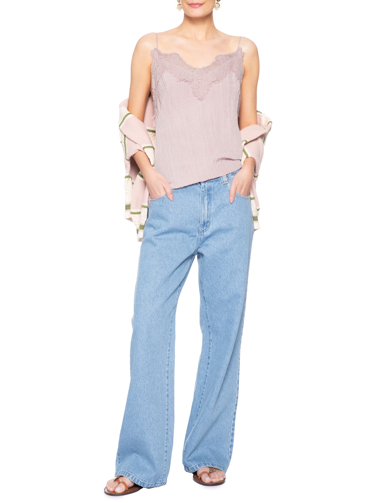Blusa Feminina Alcinhas Renda Rosa Farm