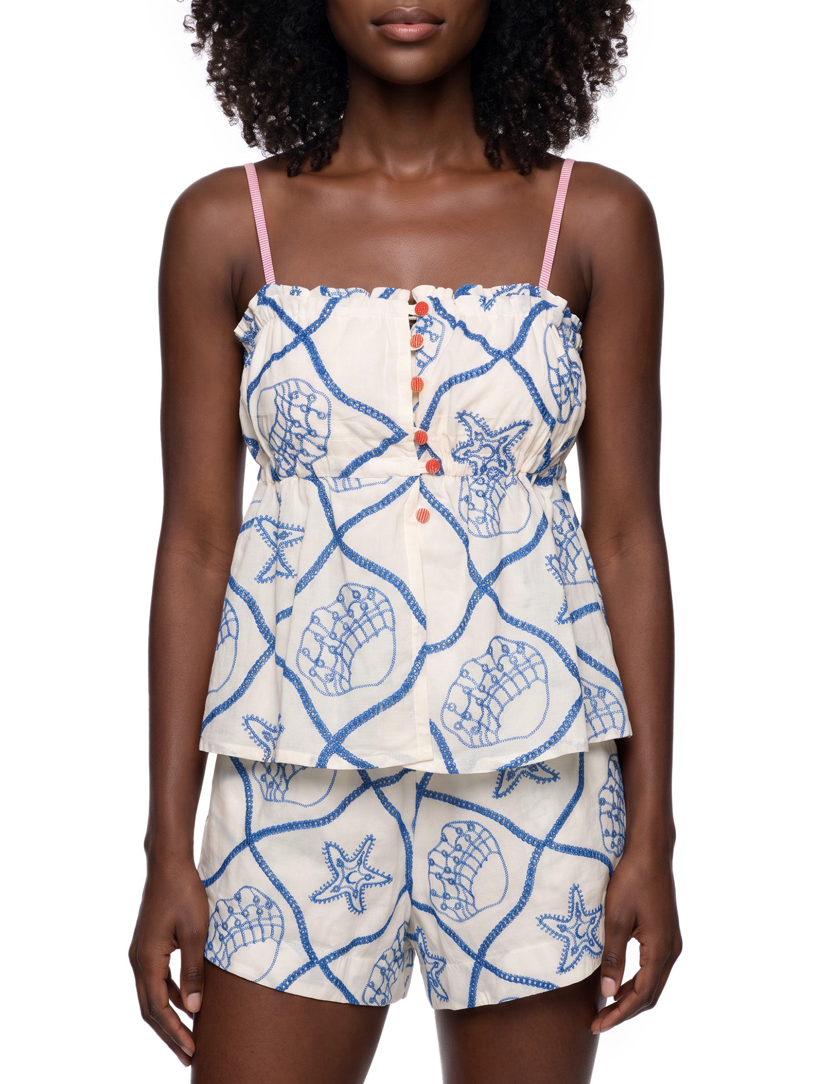 Blusa Feminina Alg Bordado Laise Al Mare Branco Cantão