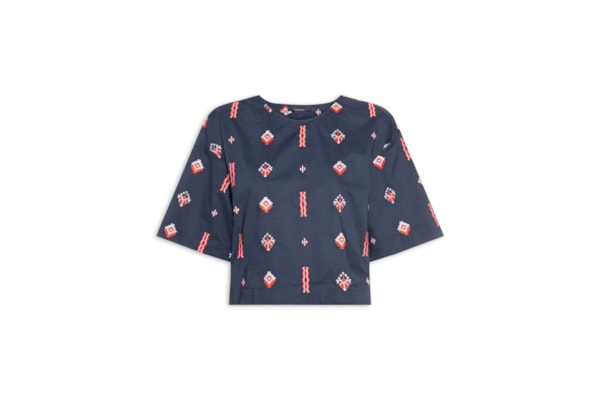 Blusa Feminina Alg Bordado Marine - Azul