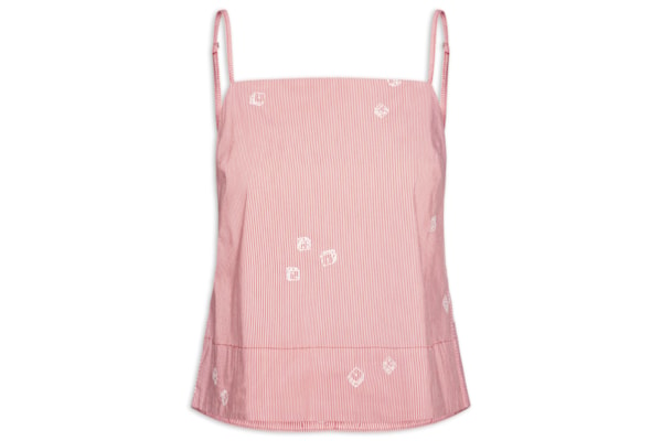 Blusa Feminina Alg Listra Bordado Dadinho - Vermelho