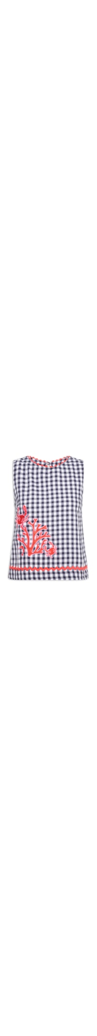 Blusa Feminina Alg Vichy Bordado - Azul
