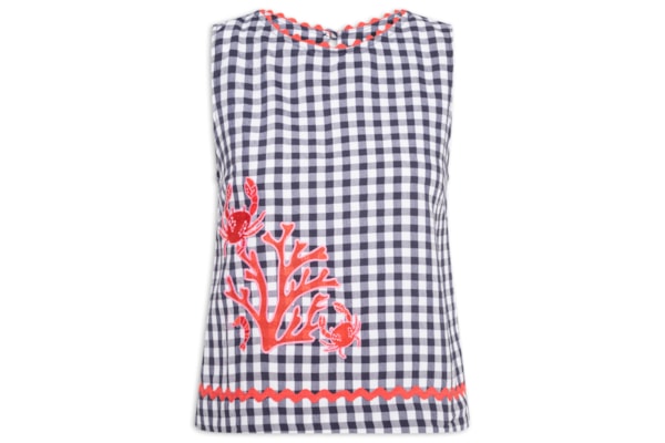 Blusa Feminina Alg Vichy Bordado - Azul