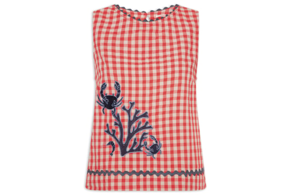 Blusa Feminina Alg Vichy Bordado - Vermelho