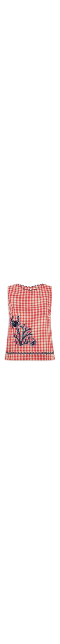 Blusa Feminina Alg Vichy Bordado - Vermelho