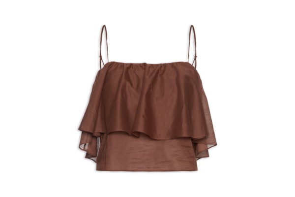 Blusa Feminina Algodão Babados - Marrom