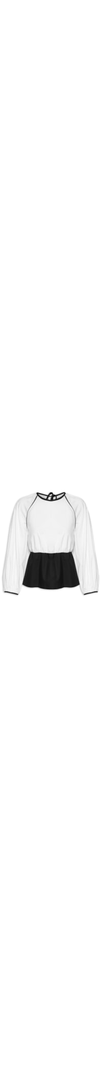 Blusa Feminina Algodão Bicolor Manga Raglan - Preto