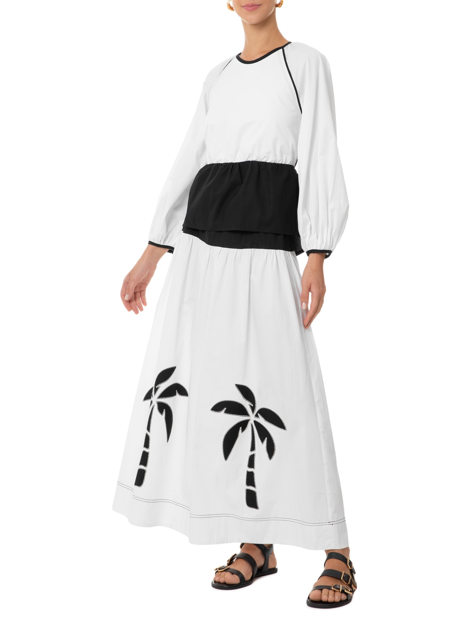 Blusa Feminina Algodão Bicolor Manga Raglan Preto Dress To