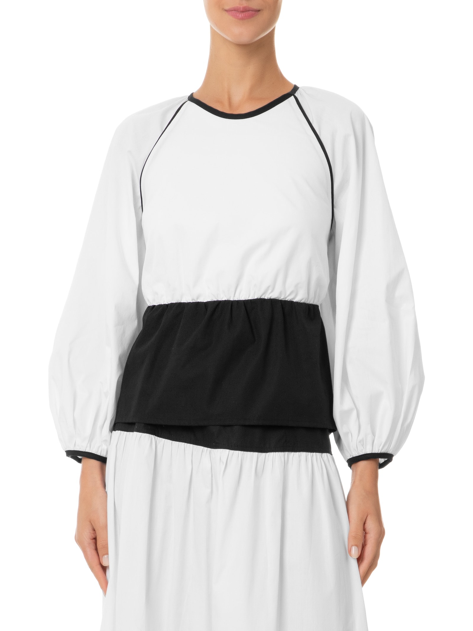 Blusa Feminina Algodão Bicolor Manga Raglan Preto Dress To