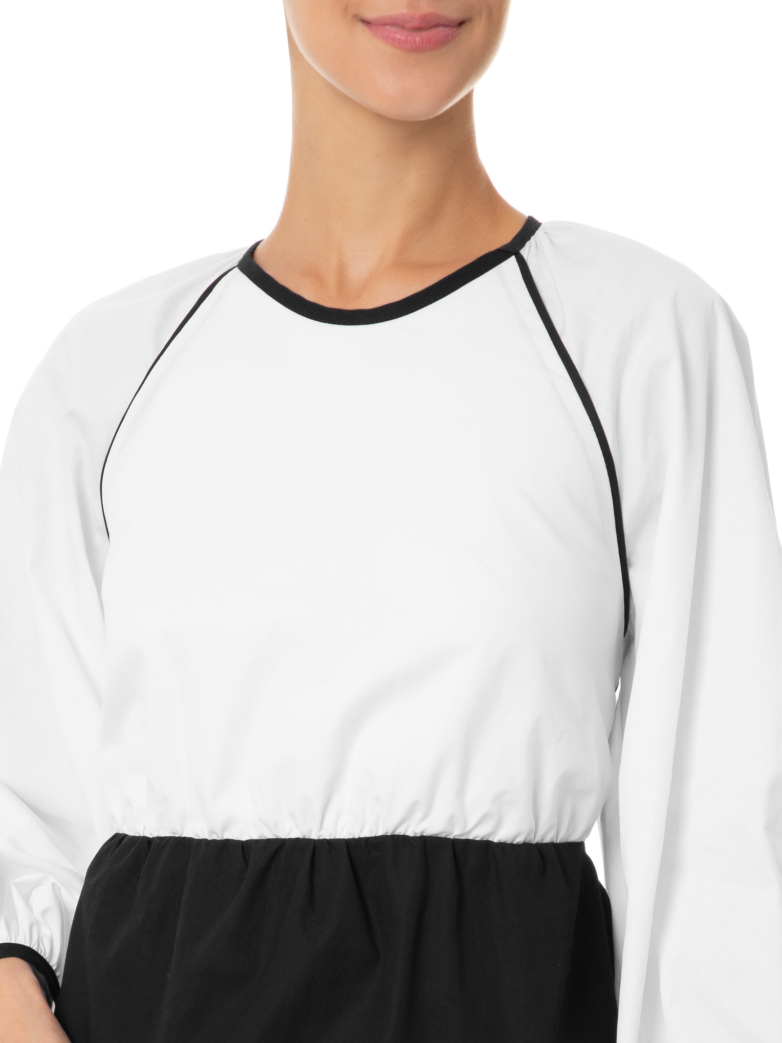 Blusa Feminina Algodão Bicolor Manga Raglan Preto Dress To