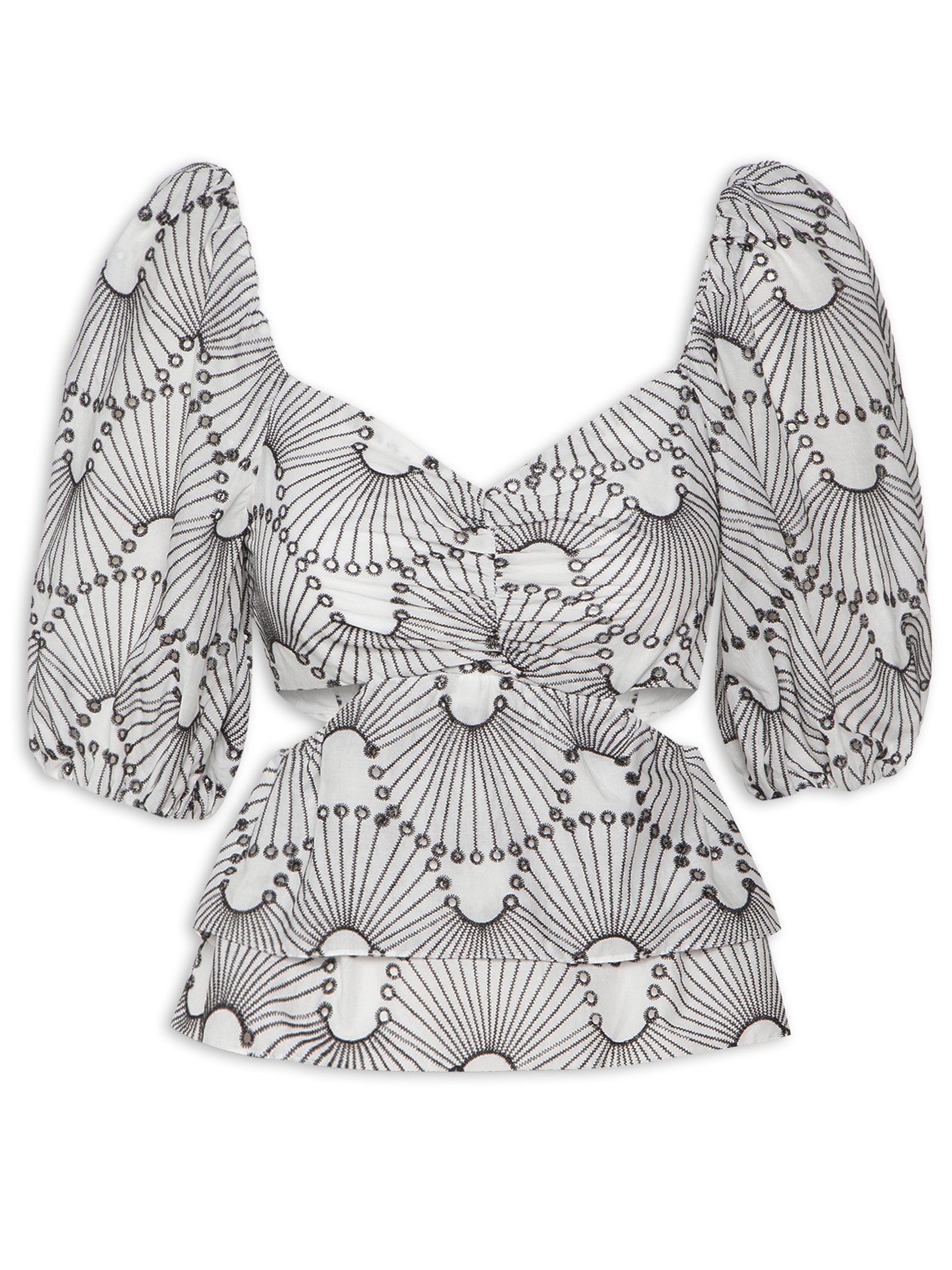 Blusa Feminina Algodão Bordado Ondas Off White Dress To