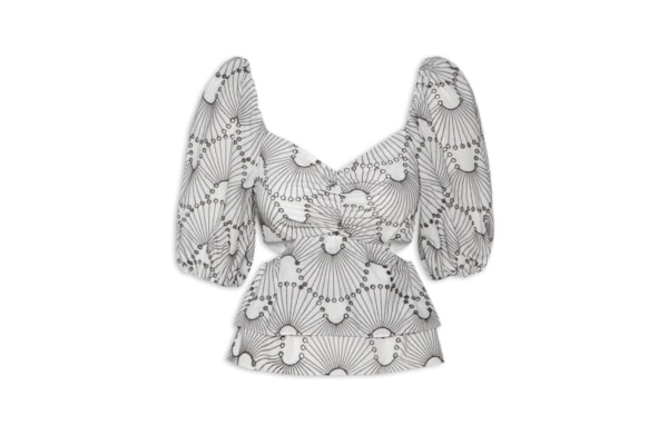 Blusa Feminina Algodão Bordado Ondas - Off White