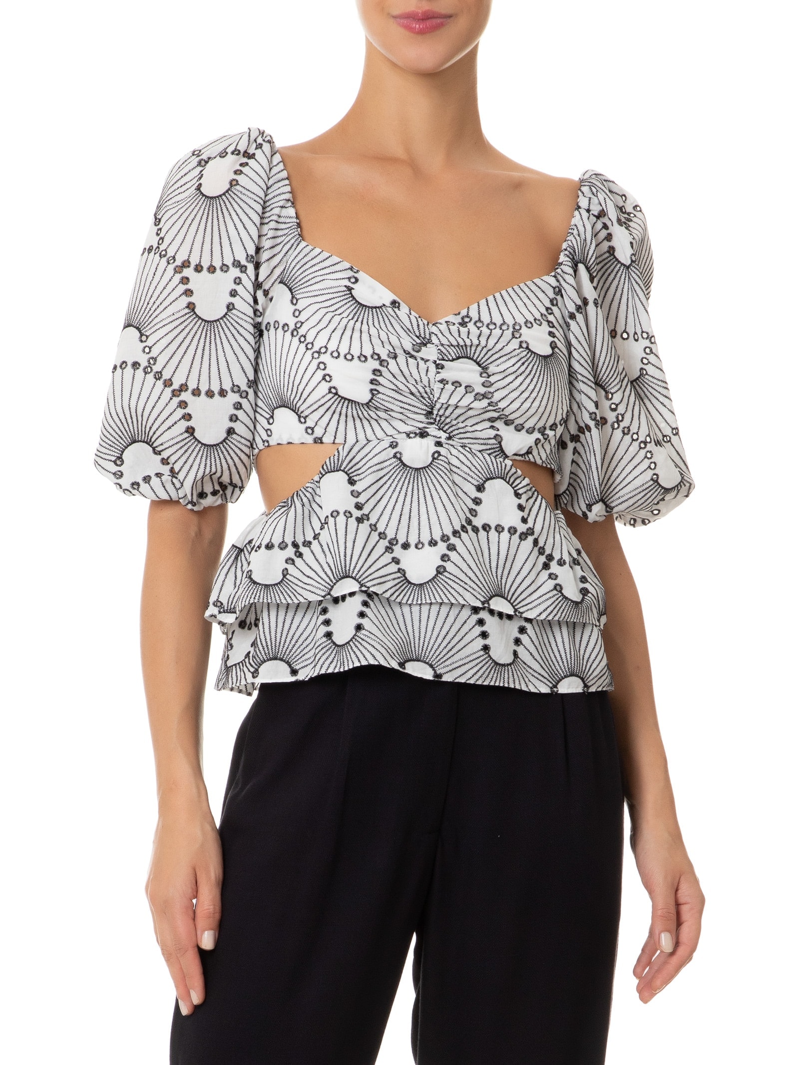 Blusa Feminina Algodão Bordado Ondas Off White Dress To