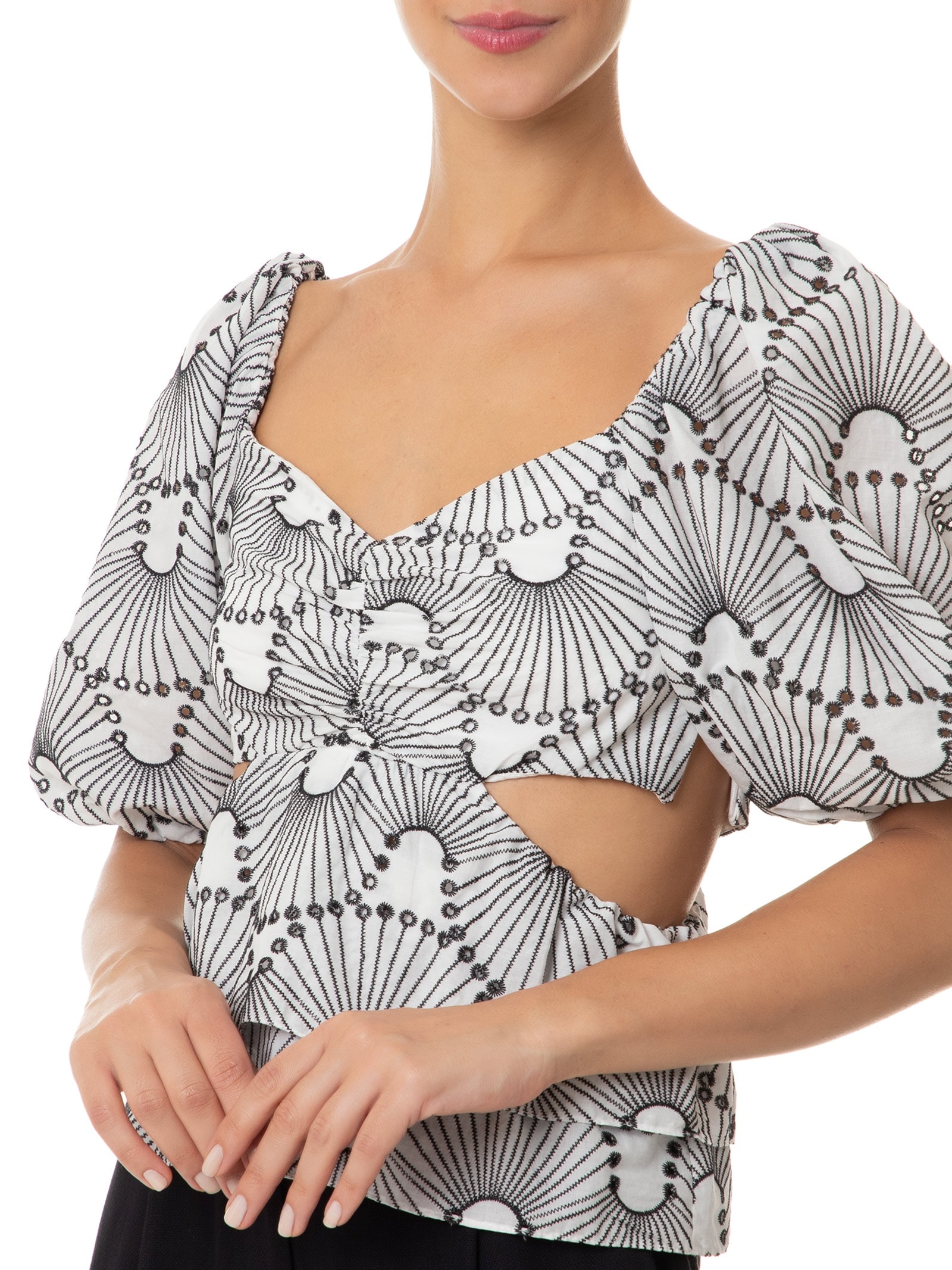 Blusa Feminina Algodão Bordado Ondas Off White Dress To