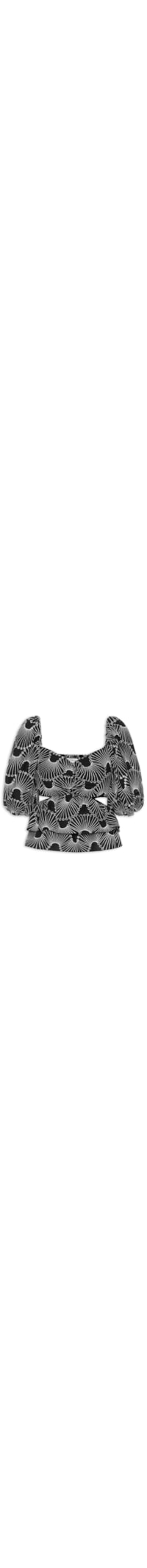 Blusa Feminina Algodão Bordado Ondas - Preto