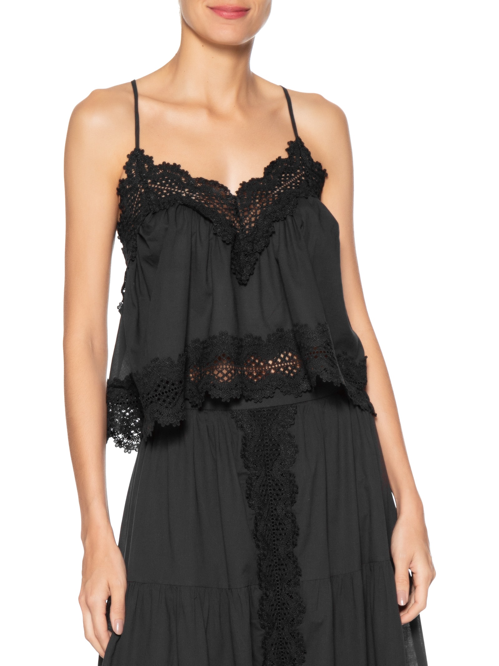 Blusa Feminina Algodão Com Renda Preto Dress To